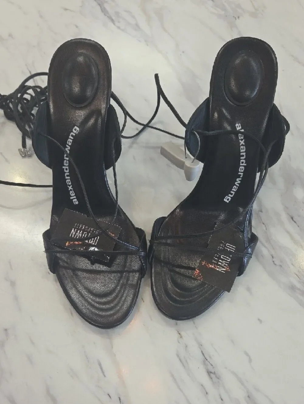 Alexander Wang Black Lace-Up Stiletto Sandals